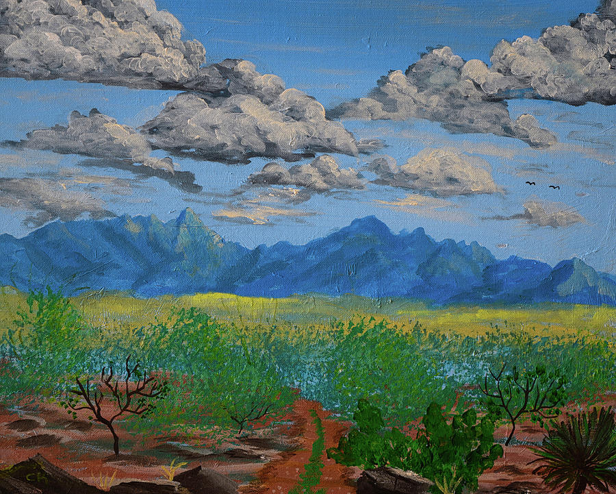Santa Rita Mountains Clouds, Green Valley AZ Painting by Chance Kafka