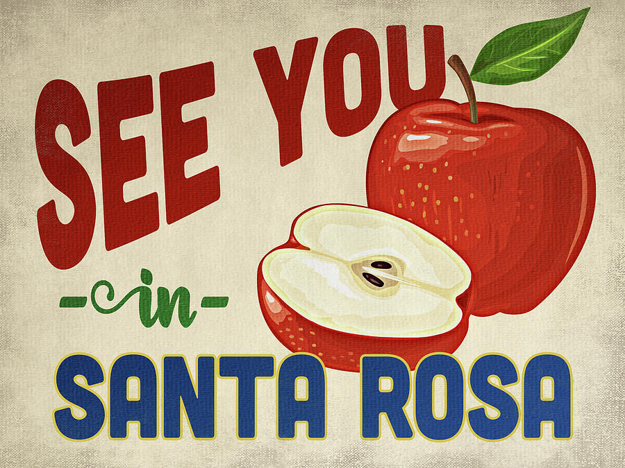 Santa Rosa California Apple - Vintage Digital Art by Flo Karp