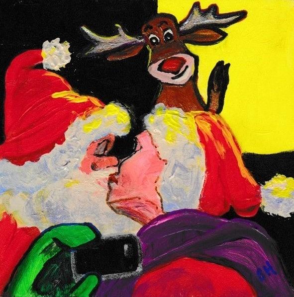 Santa S ELFie Painting by Susan Hensel