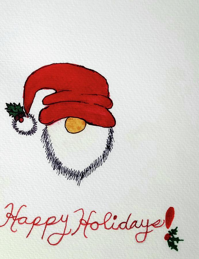 Santa says, Happy Holidays Painting by Shady Lane Studios-Karen Howard