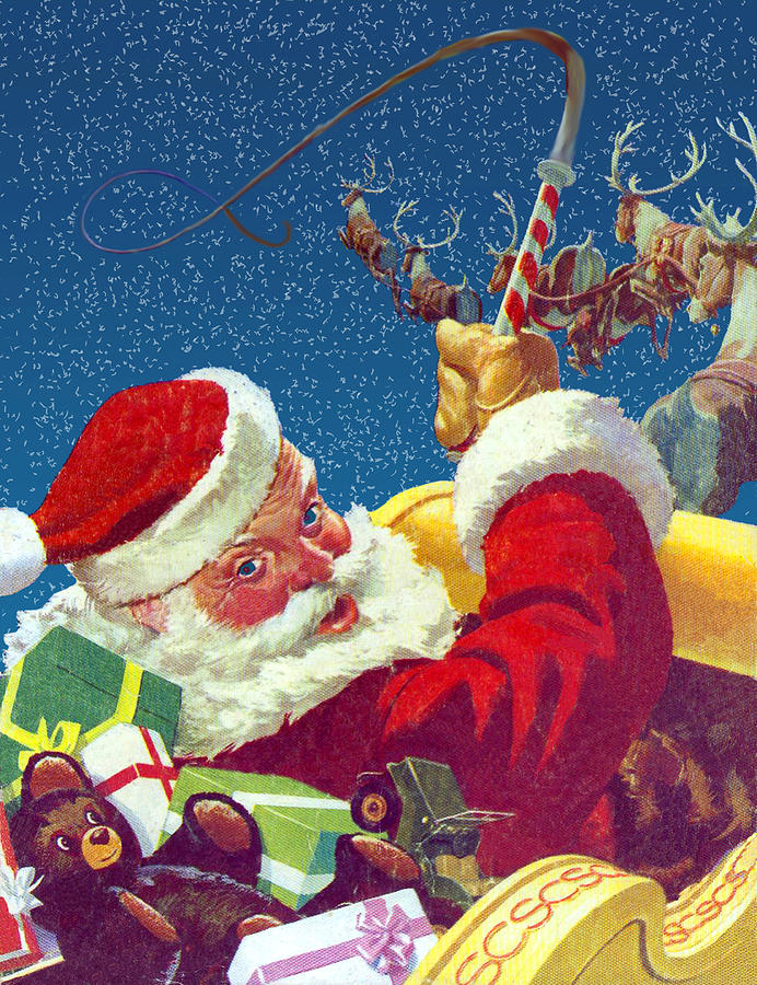 Santa Claus Digital Art - Santa Sleigh by Long Shot