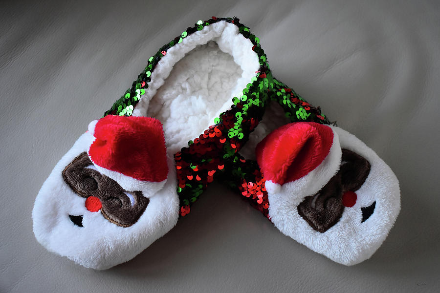 Santa Slippers Photograph by Kathy K McClellan