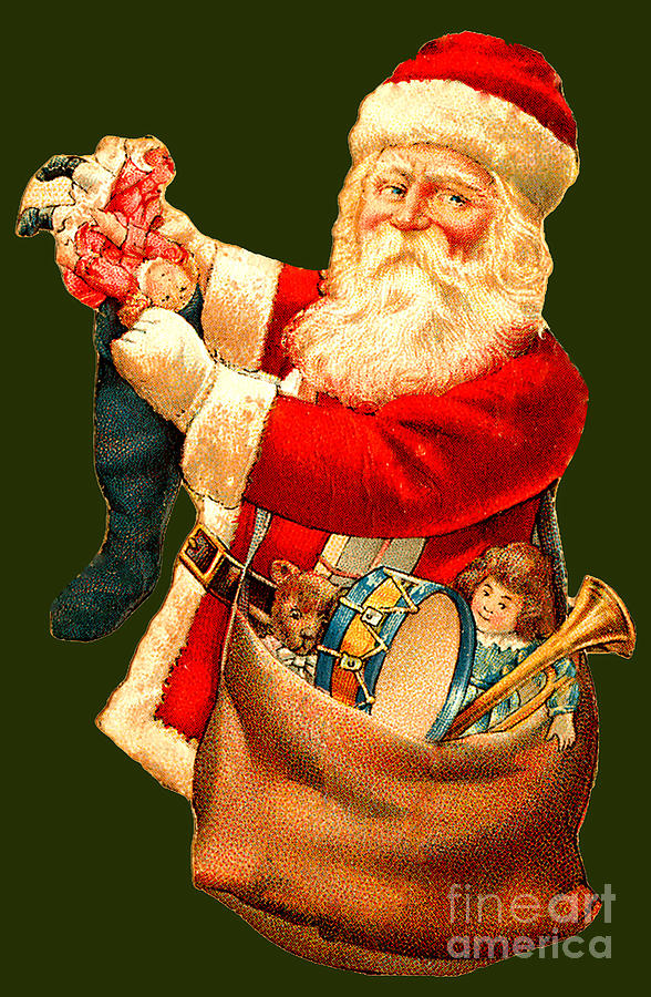 Santa Stuffing Stockings Painting