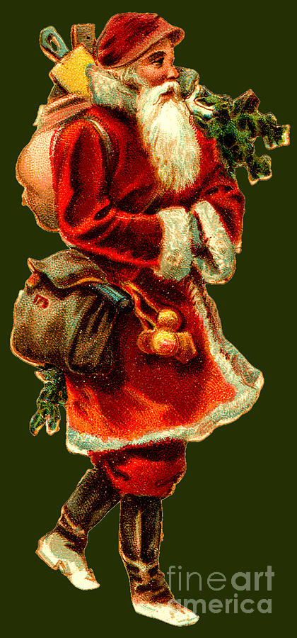 Santa With Tree And Gifts Painting