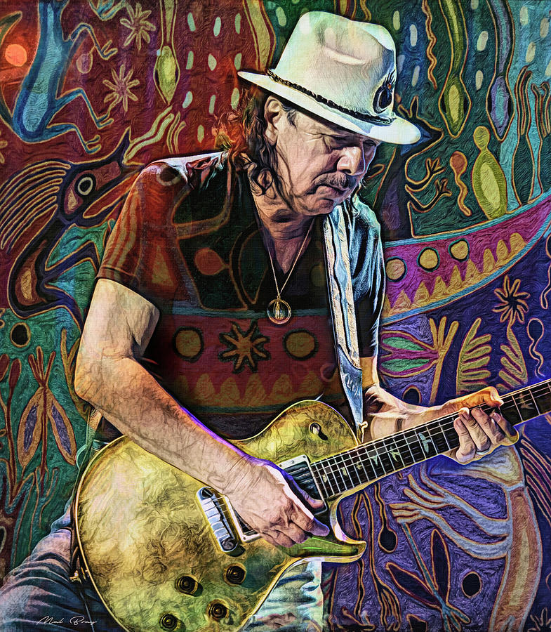 Carlos Santana Guitar Maestro Tapestry by Mal Bray - Pixels Merch