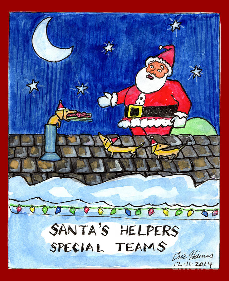 Santas Helpers Special Teams Drawing by Eric Haines
