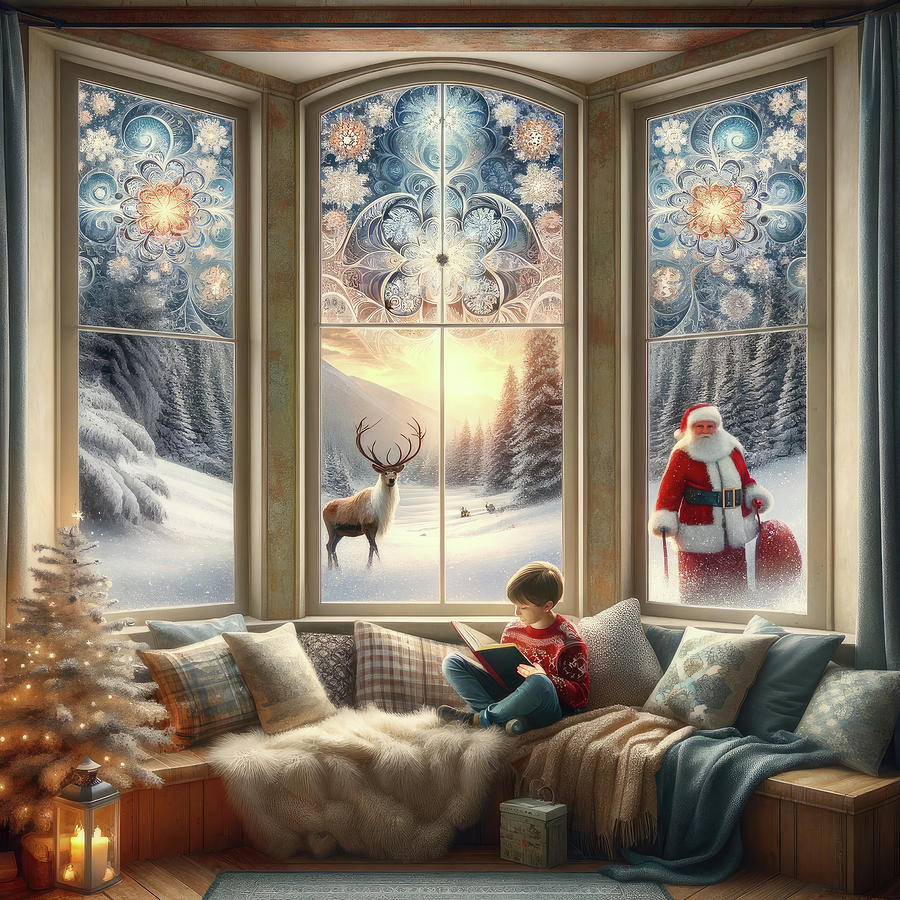 Santas Storytime Window Digital Art by Bill and Linda Tiepelman