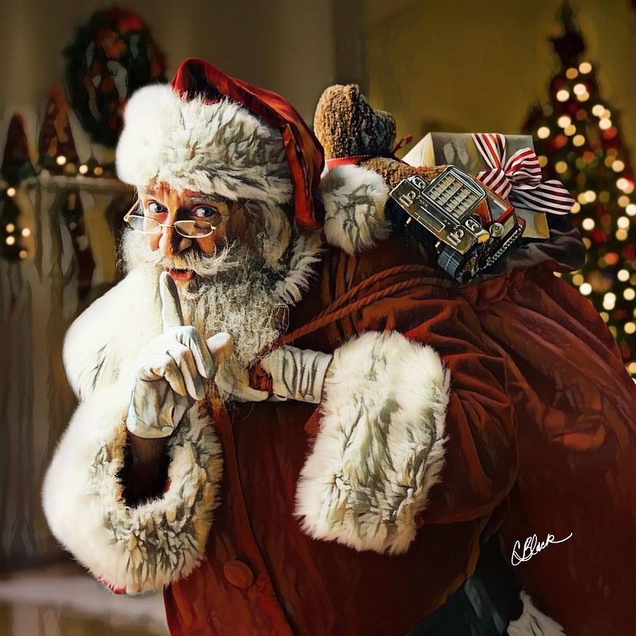 Christmas Painting - Santas Visit by Cole Black