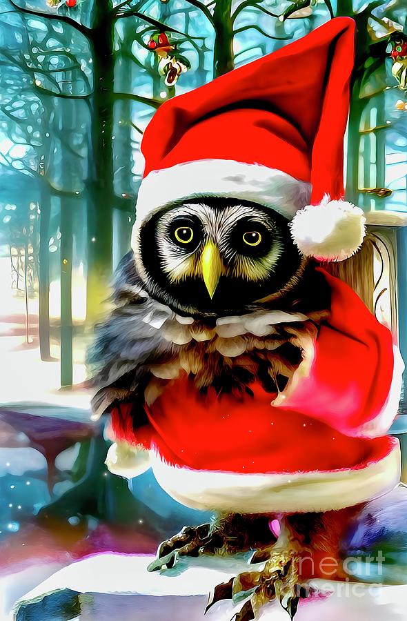 Santas Wise Owl Digital Art