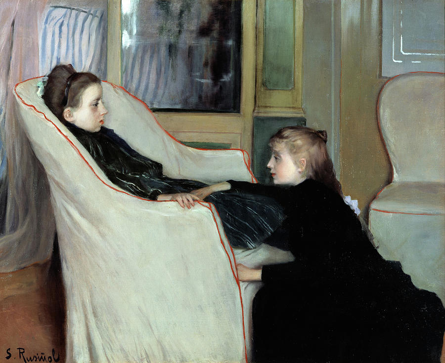Santiago Rusinol / The Girl Convalescent, 1893, Oil on canvas, 79 x 98 cm. Painting by Santiago Rusinol -1861-1931-
