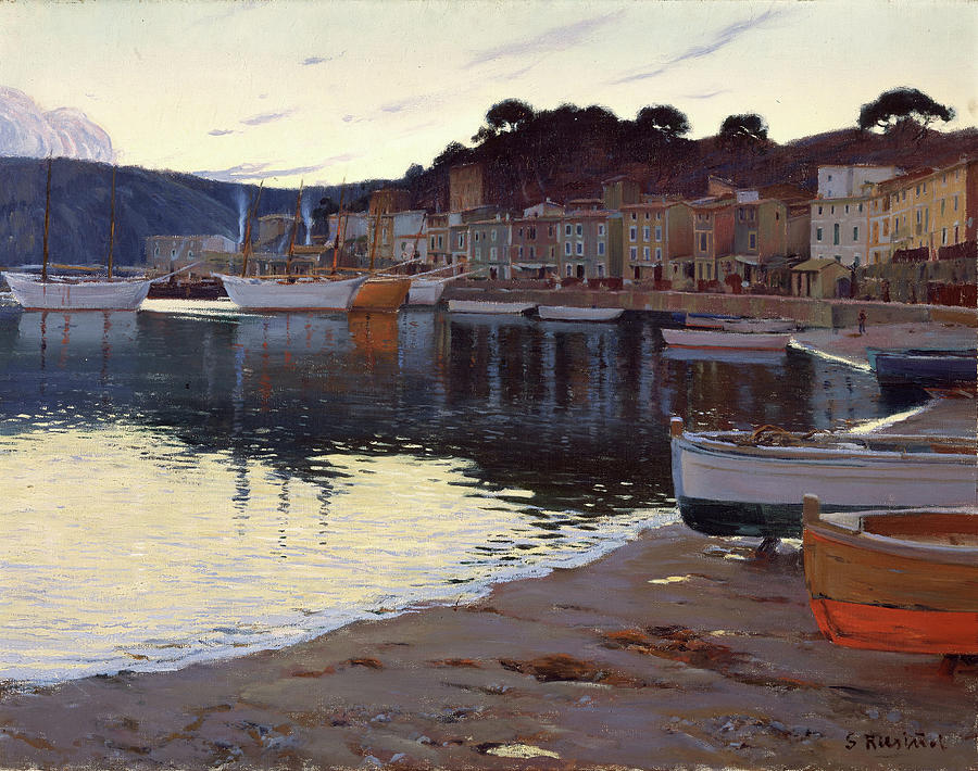 Santiago Rusinol / The port of Soller, III, 1903, Oil on canvas, 81,5 x 106,5 cm. Painting by Santiago Rusinol -1861-1931- Santiago Rusinol / The port of Soller, III, 1903, Oil on canvas, 81,5 x 106,5 cm. Painting by Santiago Rusinol -1861-1931-