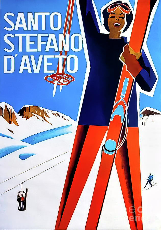 Santo Stefano DAveto Italy Retro Ski Poster Drawing by M G Whittingham