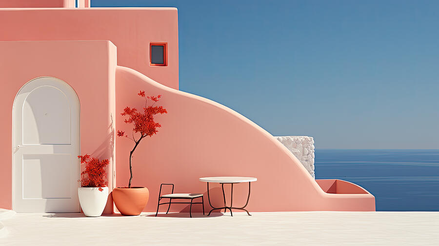 Santorini Architecture Digital Art by Evie Carrier