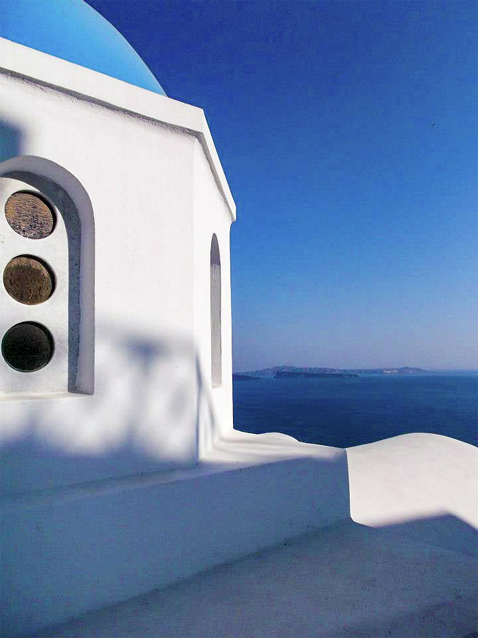 Santorini Blue and White Photograph by Christine Ley