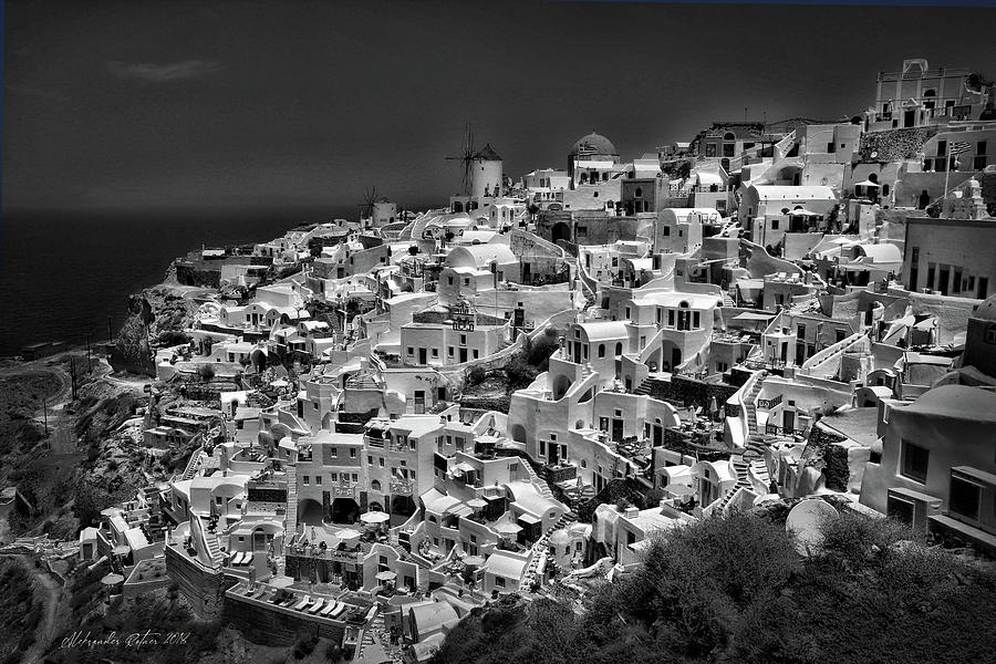 Santorini bw Photograph by Aleksander Rotner
