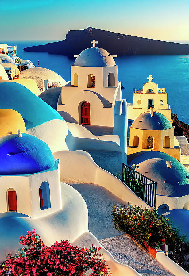 Santorini Digital Art Digital Art by Tim Hill - Fine Art America