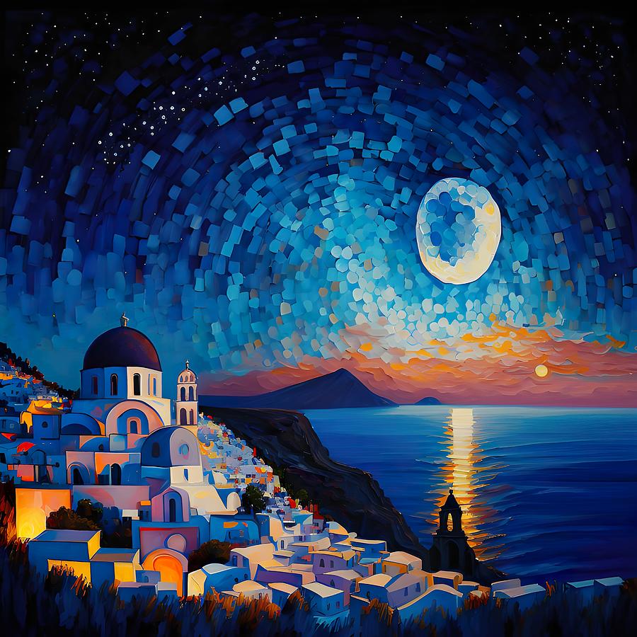 Santorini Greece Painting By Husbandwifeartco - Fine Art America