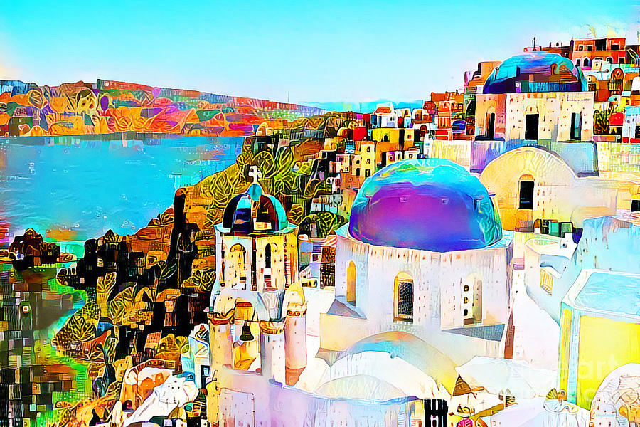 Santorini Greece in Bright Vibrant Colors 20200504 Photograph by Wingsdomain Art and Photography