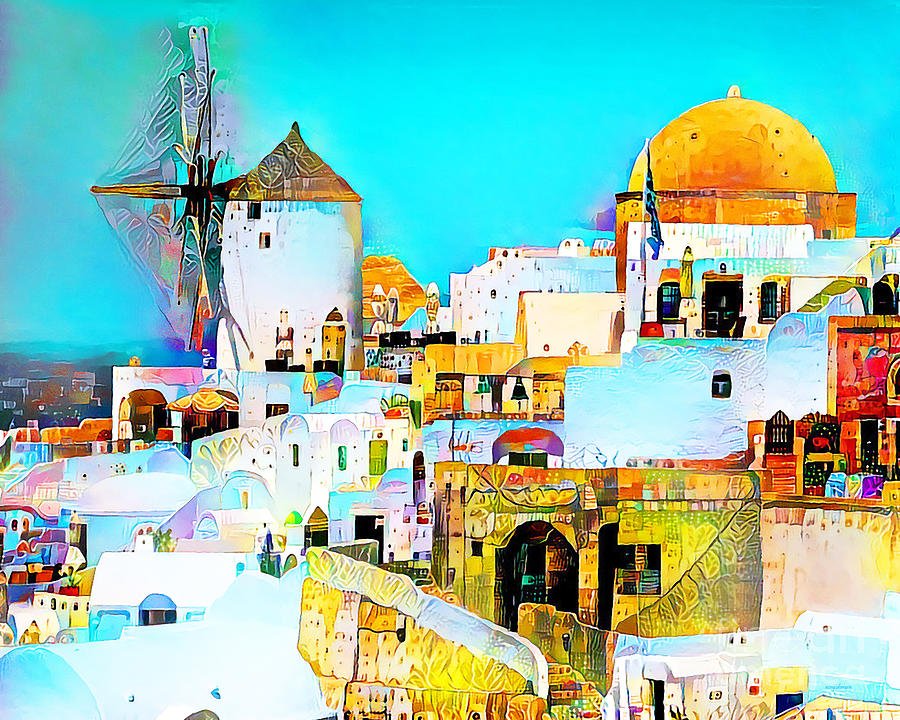 Santorini Greece in Bright Vibrant Colors 20200504v2 Photograph by Wingsdomain Art and Photography