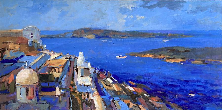 Santorini light Painting by R W Goetting