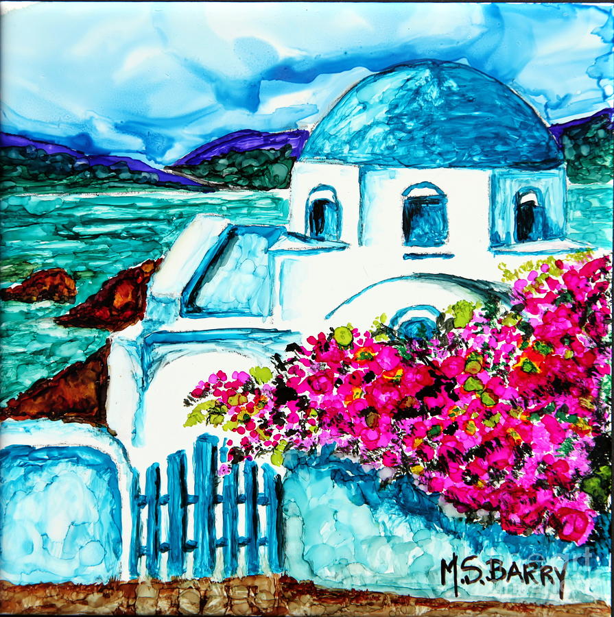 Santorini Painting by Maria Barry