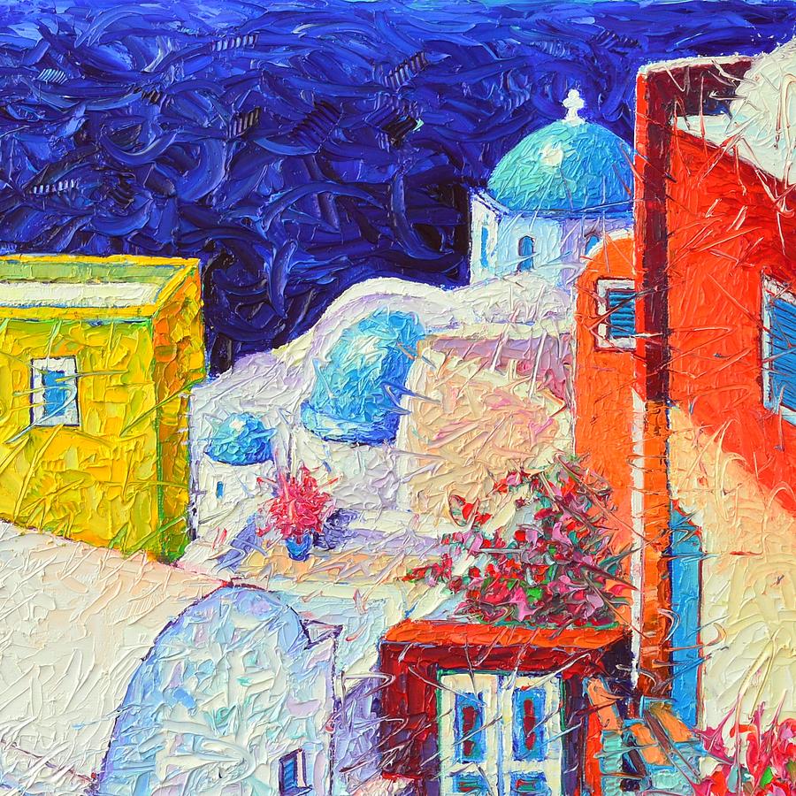 SANTORINI OIA COLORS painting detail 7 textural impasto palette knife ...