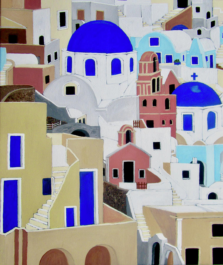 Santorini Painting by Stephanie Moore