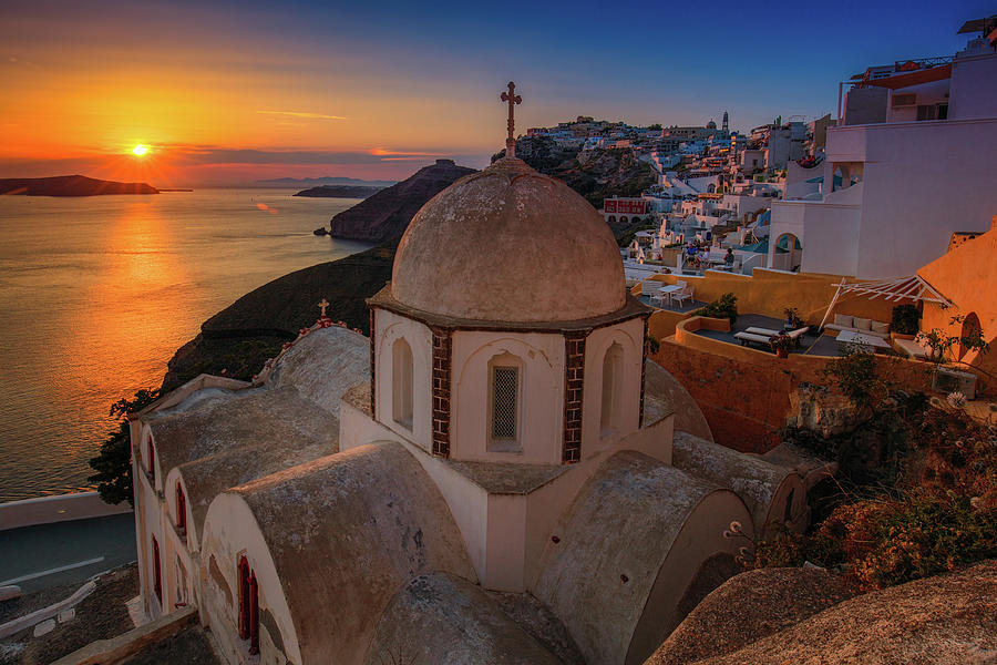 Greek Photograph - Santorini Sunset  by Emmanuel Panagiotakis
