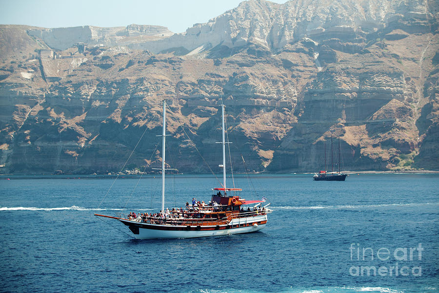 Santorini - Tourist Boat Photograph by Rich S