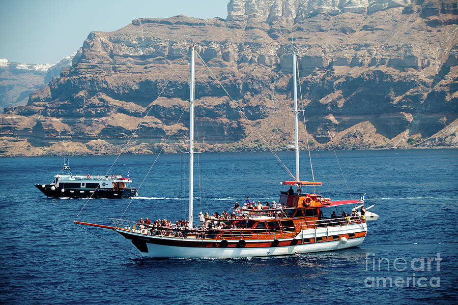 Santorini - Tourist Boats Photograph by Rich S