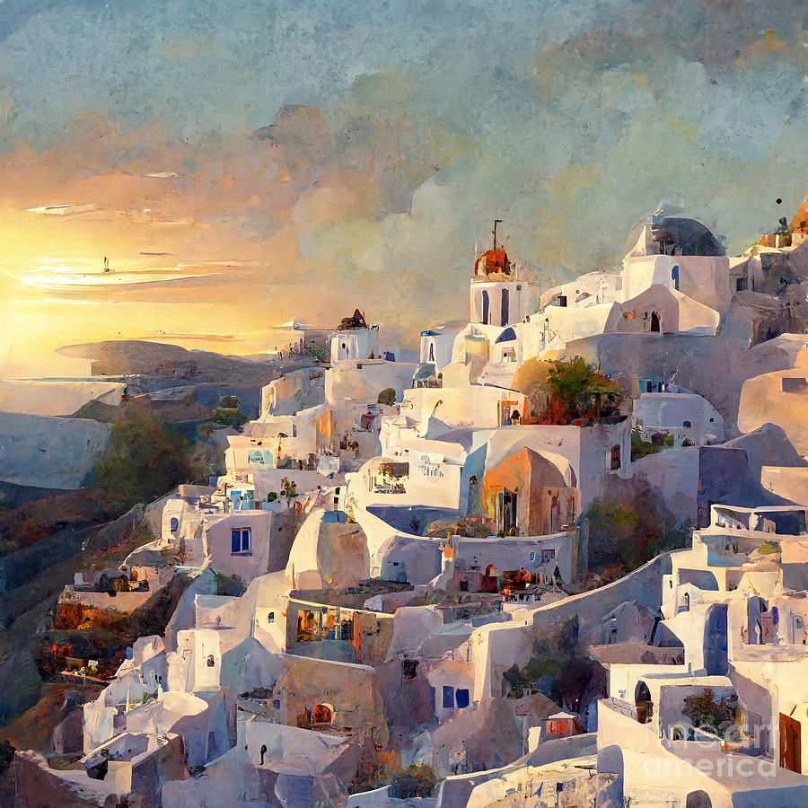 Santorini View #2 Digital Art by Pixel Chimp - Fine Art America