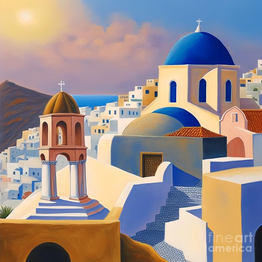 Santorini View #4 Digital Art by Pixel Chimp - Fine Art America