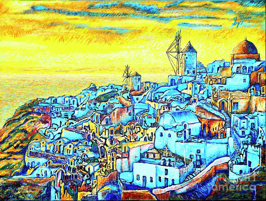 Santorini Painting by Viktor Lazarev
