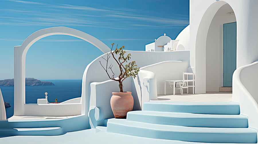 Santorini Whites Digital Art by Evie Carrier