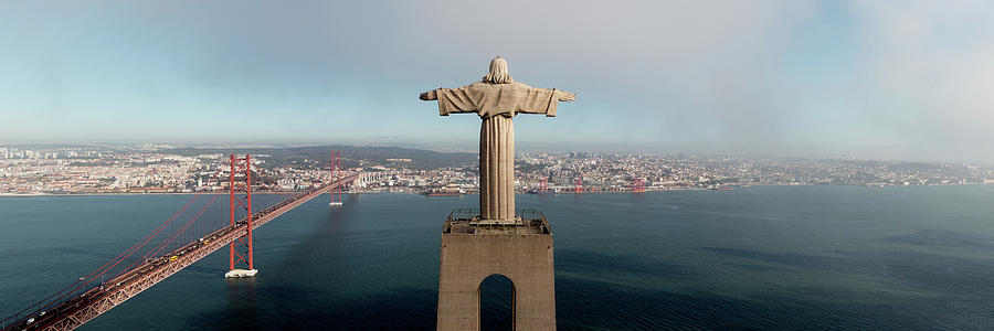 Santuario de Cristo Rei Aerial Lisbon Portugal Photograph by Sonny Ryse