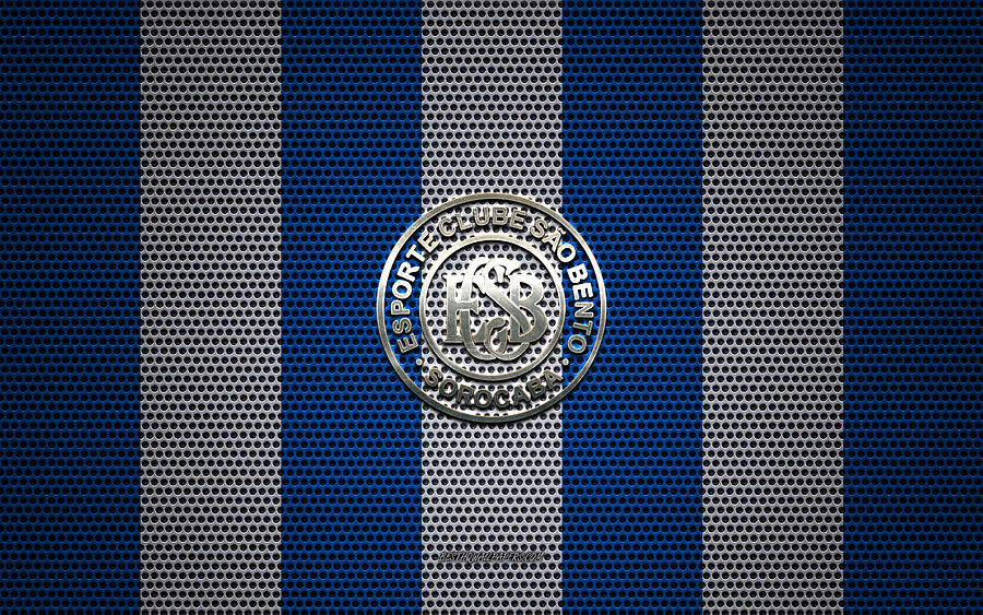 Sao Bento logo Brazilian football club metal emblem blue white metal ...