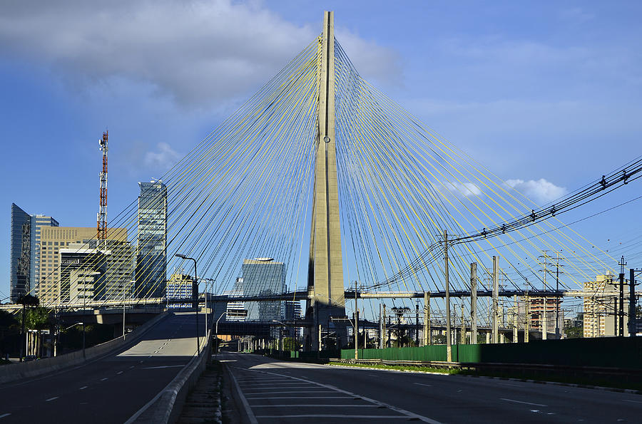 Sao Paulo with no traffic - Marginal Pinheiros and Ponte Estaiada Photograph by Carlos Alkmin