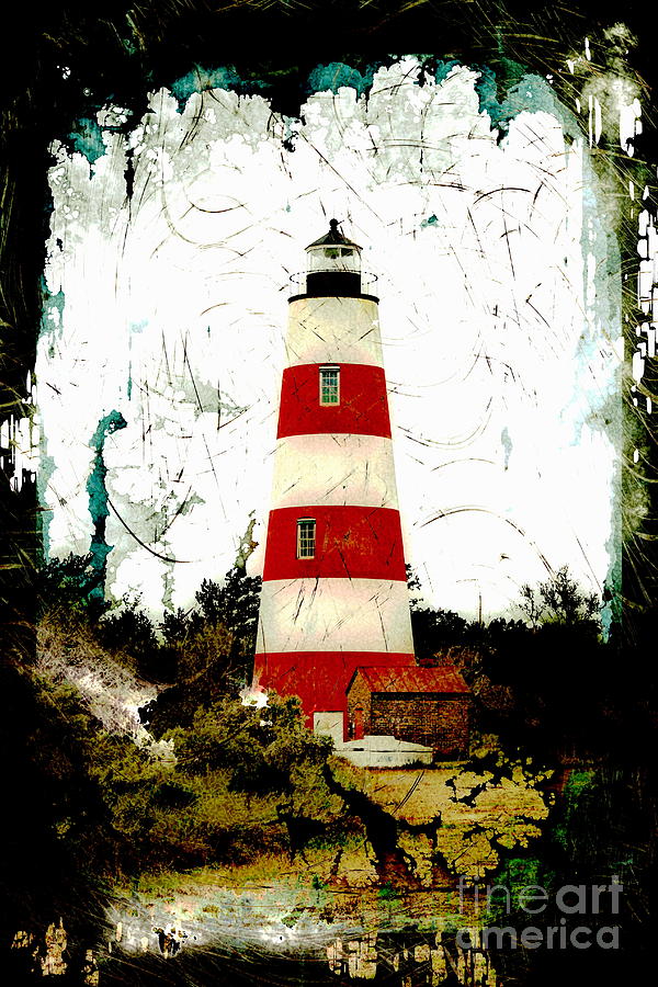 Sapelo Island Lighthouse Folk Art Photograph by Sea Change Vibes
