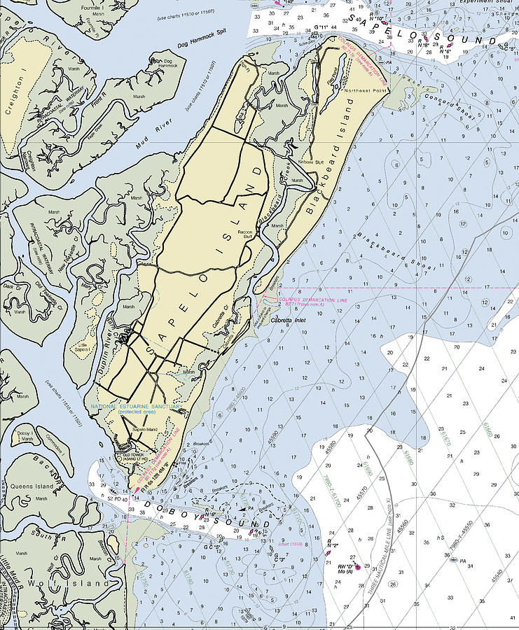 Sapelo Island Nautical Chart Digital Art by Bret Johnstad Pixels