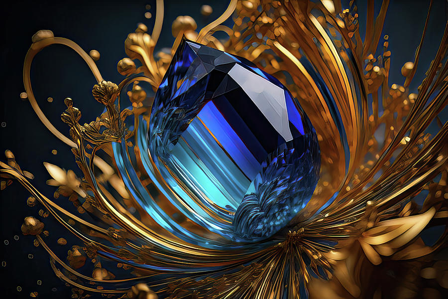 sapphire Gemstone abstract 017 Digital Art by Flees Photos