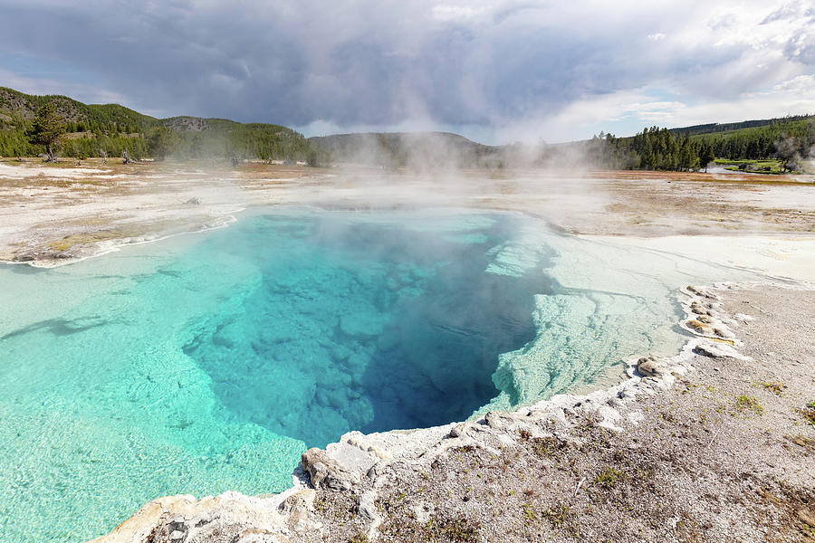 Sapphire Pool Steaming, Yellowstone National Park Photograph by The Yellowstone Collection Sapphire Pool Steaming, Yellowstone National Park Photograph by The Yellowstone Collection