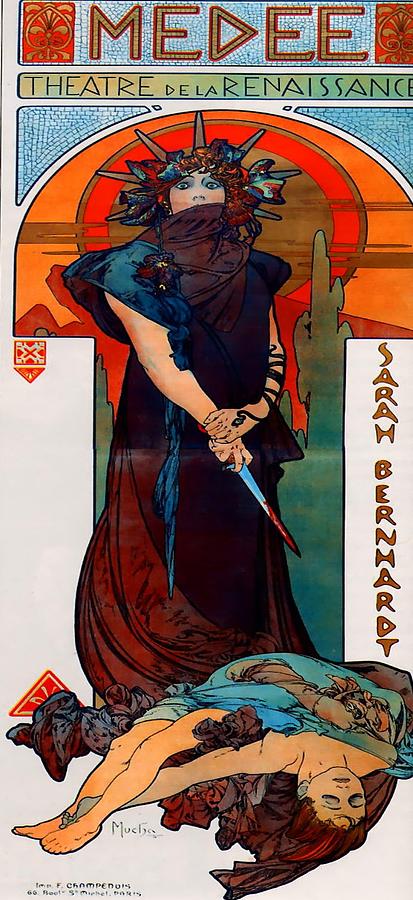 Sarah Bernhardt as Medea Painting by Alphonse Mucha - Pixels