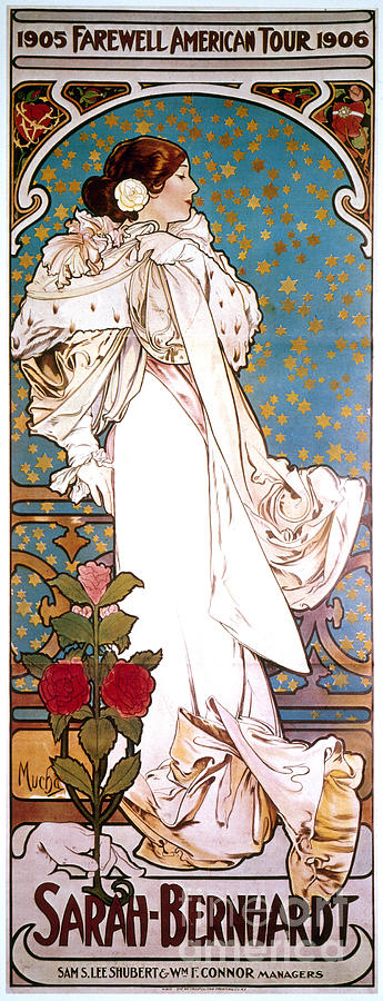 Sarah Bernhardt Poster Drawing by Alphonse Mucha