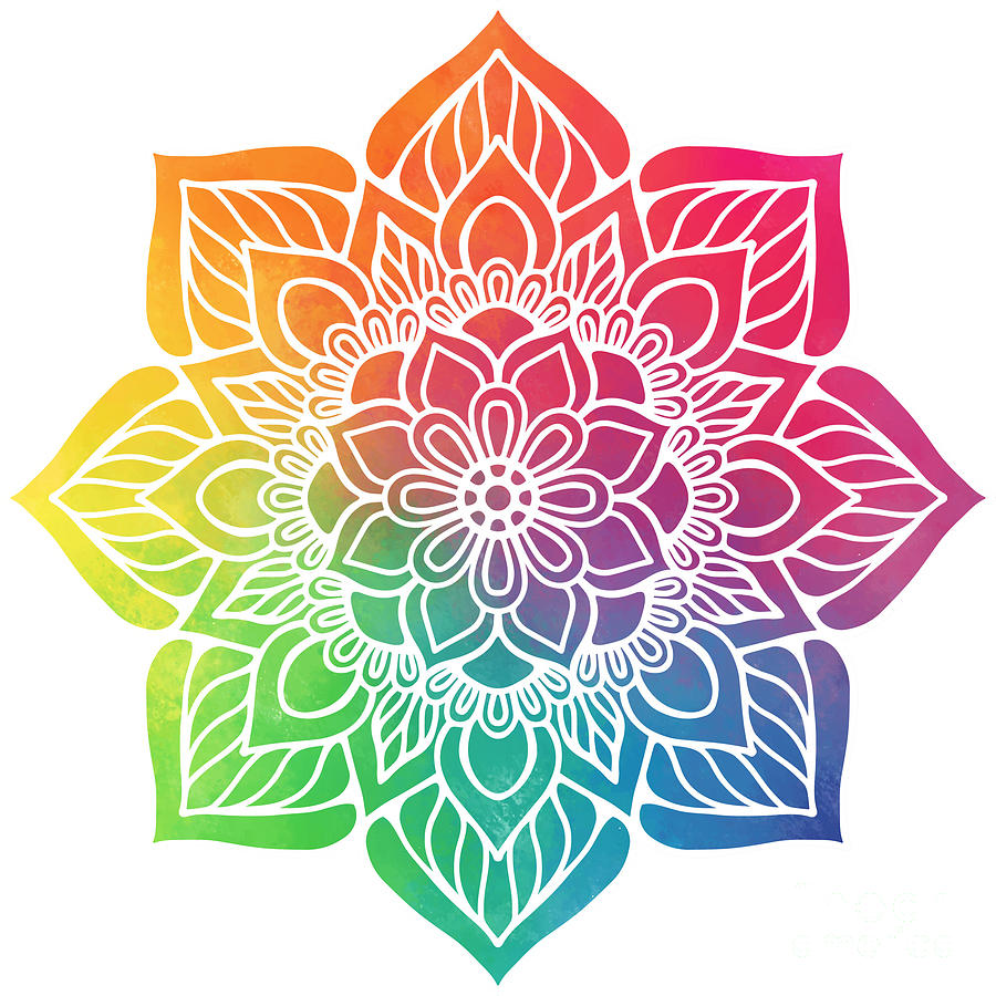 Sarangan - Colorful Vibrant Rainbow Mandala Pattern Digital Art by Sambel Pedes