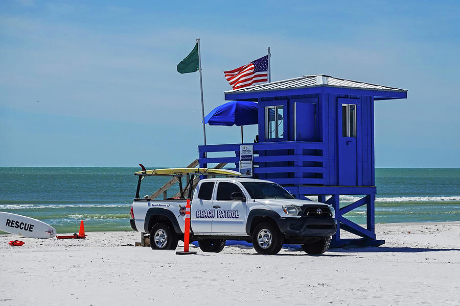 Sarasota Florida Siesta Key Siesta Beach White Sand Beach Rescue Lifeguard House Photograph by Toby McGuire