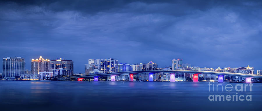 Sarasota, Florida Skyline at Night Photograph by Liesl Walsh