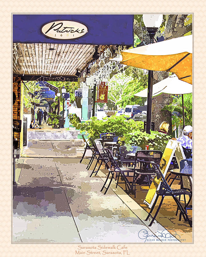 Sarasota Sidewalk Cafe - Matted Photograph by Susan Molnar