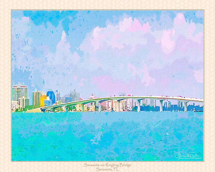 Sarasota via Ringling Bridge - Matted Photograph by Susan Molnar