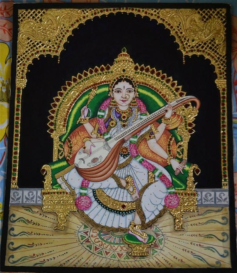 Music Ganesha Playing Veenai Tanjore Painting Buy Music Ganesha Playing  Veenai Tanjore Paintings Music Ganesha Playing Veenai Tanjore Painting  Online