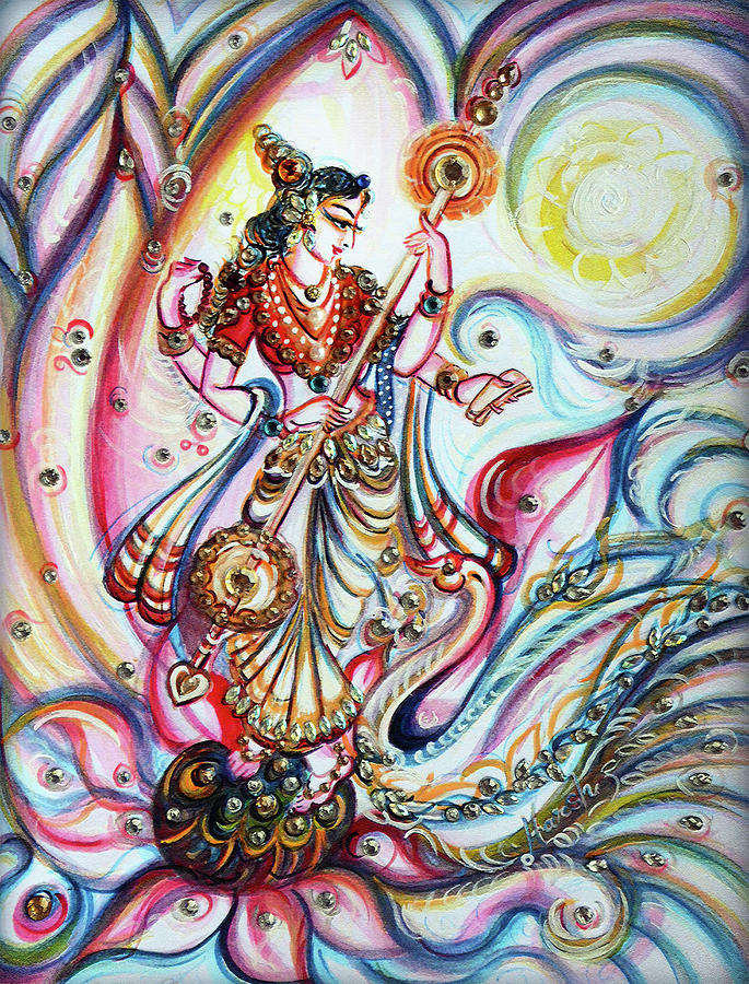 Saraswati - Musical  Painting by Harsh Malik